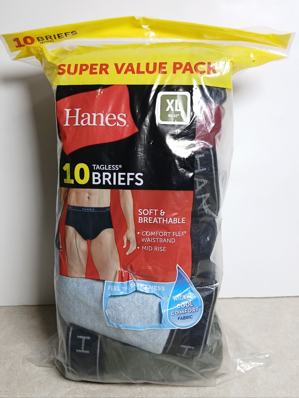 New Hanes Mens Tagless 10 Briefs Super Value Pack Comfort Flex Waistband Size XL
